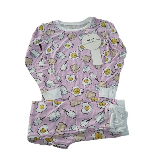 NWT Little Sleepies Pink Breakfast Buddies Bamboo Viscose Pajama Set Size 5/6 - Picture 1 of 3